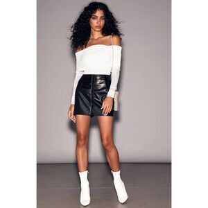 Lulus Most Fab Grey Vegan Leather Skirt